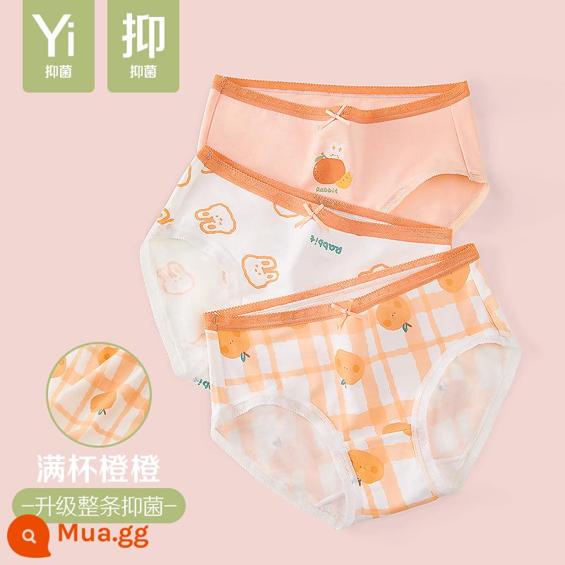 Quần lót bé gái đậu đỏ kháng khuẩn kiểu mỏng quần đùi trẻ em cotton nguyên chất bên trong đáy quần quần đùi bé gái tam giác không có PP - DK206-Full Cup of Oranges (Triangle Style) -Nâng cấp toàn bộ dòng kháng khuẩn