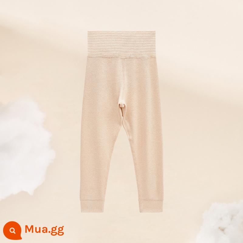 Đậu đỏ quần giữ ấm trẻ em mùa thu đông quần vệ sinh bé trai và bé gái cotton nguyên chất dày 3 lớp chần bông quần vệ sinh ấm áp cho bé - CK631-Mẫu bảo vệ bụng cạp cao màu trơn [cotton màu tự nhiên 220g một lớp]