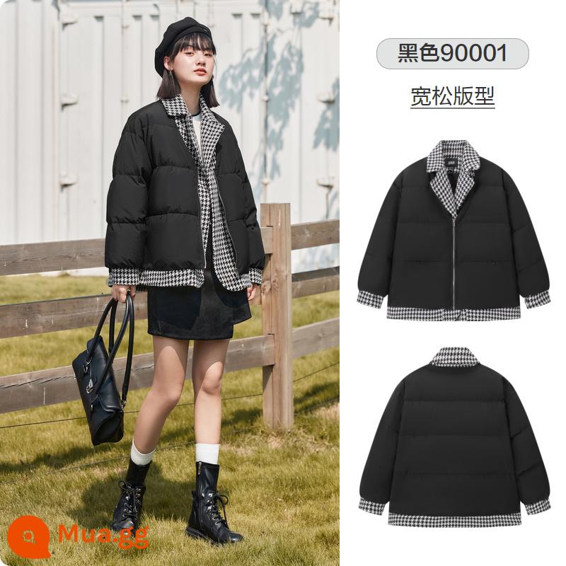 Morima Down Áo khoác Ladies Phiên bản dài của Chito Term Stitching Loose Jacket 2022 Mùa đông Mô hình mới Giải trí ấm áp hàng đầu - Đen [Vịt xám xuống]90001