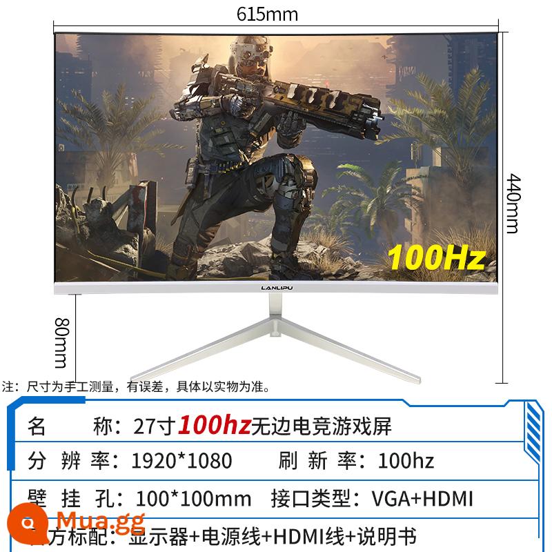 Màn hình máy tính 19 inch 22 inch 24 inch 27 inch không viền mặt thẳng màn hình cong LED desktop HD LCD - Màn hình chơi game cong 27 inch màu trắng 1K+100hz được bảo hành 5 năm trên toàn quốc