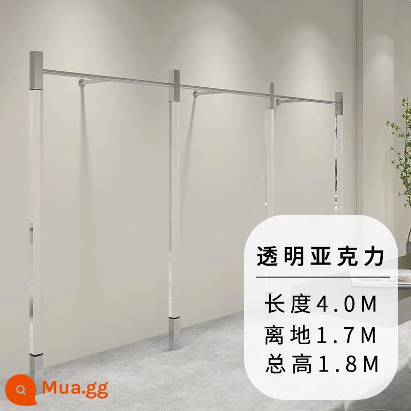 Cửa Hàng Quần Áo Giá Trưng Bày Acrylic Giá Treo Tường Thép Không Gỉ Từ Sàn Đến Trần Kệ Cửa Hàng Quần Áo Nữ Móc Treo Tùy Chỉnh - Kiểu 3: dài 4,0M * cao 1,7M so với mặt đất, tổng chiều cao 1,8