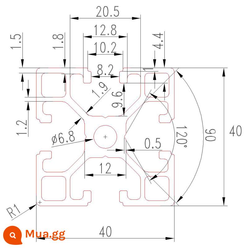 Vật liệu đùn nhôm 4040 dây chuyền lắp ráp vật liệu đùn nhôm 4040 khung 3030 nhôm định hình ống vuông hồ sơ hợp kim nhôm 4040 - Góc vuông tiêu chuẩn Châu Âu 4040-2.0