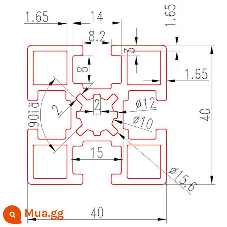 Vật liệu đùn nhôm 4040 dây chuyền lắp ráp vật liệu đùn nhôm 4040 khung 3030 nhôm định hình ống vuông hồ sơ hợp kim nhôm 4040 - Độ dày lỗ lớn tiêu chuẩn quốc gia 4040