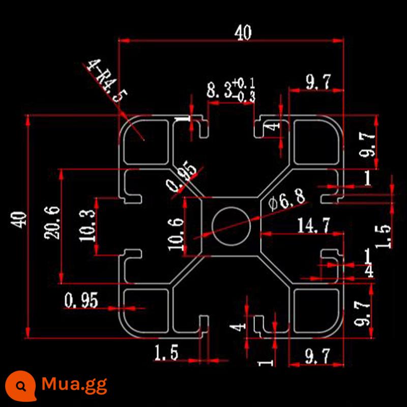 Vật liệu đùn nhôm 4040 dây chuyền lắp ráp vật liệu đùn nhôm 4040 khung 3030 nhôm định hình ống vuông hồ sơ hợp kim nhôm 4040 - 4040 tiêu chuẩn Châu Âu - dày 1.0