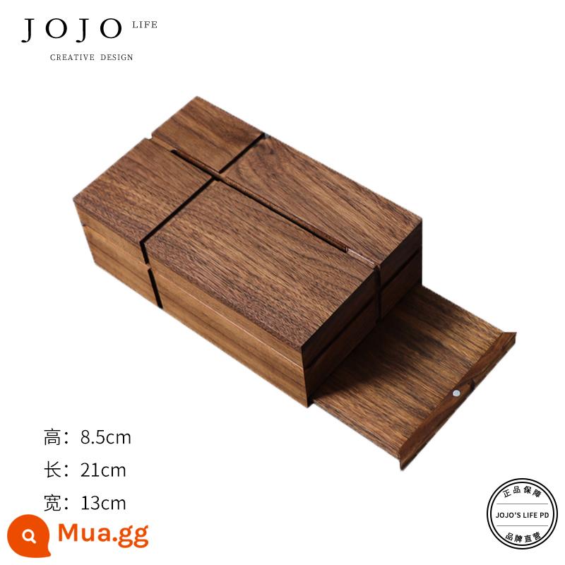 JOJO'S L. PD·Shaw·Tissue Box Bàn cà phê sáng tạo bằng gỗ màu đen Lưu trữ đồ trang trí Giấy vệ sinh có thể tháo rời Trung Quốc và Nhật Bản |Shango - [Sango] quả óc chó đen