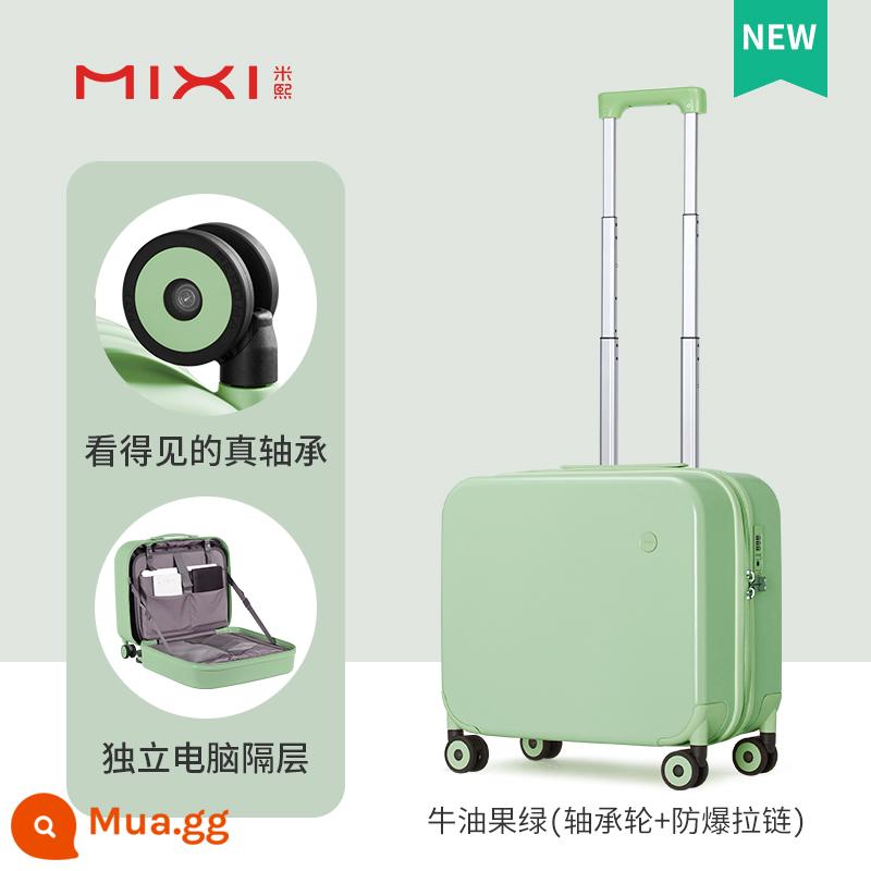 Thiết kế ban đầu Vali Mixi nữ 18 inch trường hợp lên máy bay mật khẩu ánh sáng nhỏ 16 xe đẩy nhỏ vali nam - Màu xanh bơ [Bánh xe chịu lực + Dây kéo chống cháy nổ] Nâng cấp nâng cao mới