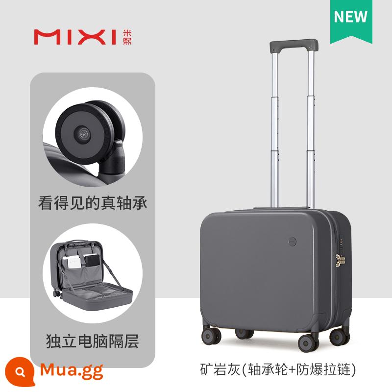 Thiết kế ban đầu Vali Mixi nữ 18 inch trường hợp lên máy bay mật khẩu ánh sáng nhỏ 16 xe đẩy nhỏ vali nam - Xám khoáng [Bánh xe chịu lực + Dây kéo chống cháy nổ] Nâng cấp nâng cao mới