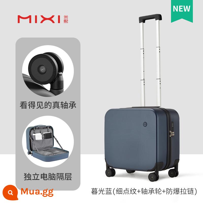 Thiết kế ban đầu Vali Mixi nữ 18 inch trường hợp lên máy bay mật khẩu ánh sáng nhỏ 16 xe đẩy nhỏ vali nam - Màu xanh chạng vạng (hoa văn chấm mịn) [bánh xe chịu lực + dây kéo chống cháy nổ] nâng cấp mới