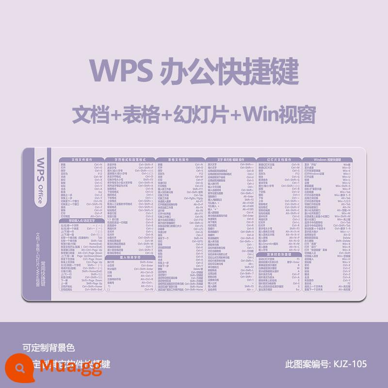 Văn phòng WPS văn phòng công thức hàm Excel siêu lớn Bàn di chuột PS CAD Word Phím tắt PPT Daquan - WPS KJZ-105 màu tím