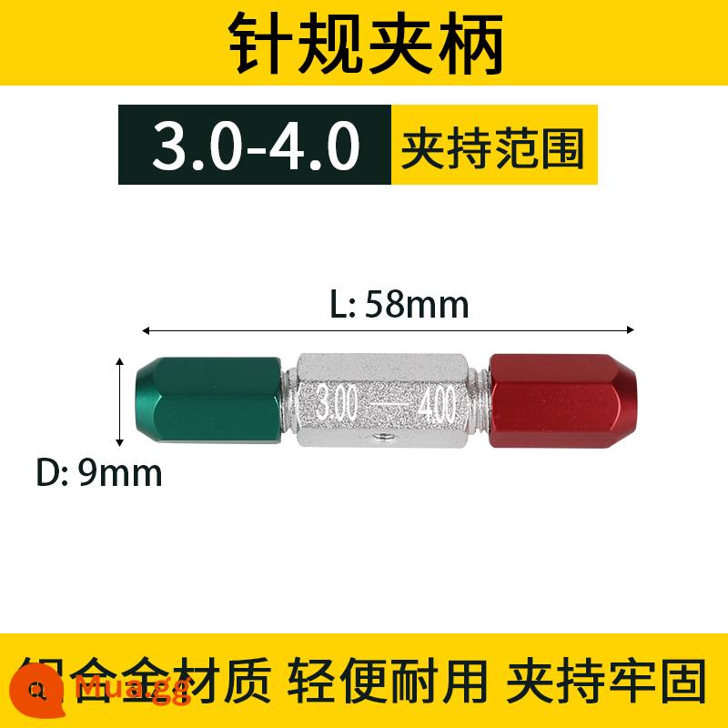 Máy đo kim thương hiệu Fengjie, máy đo phích cắm pin, thanh đo chính xác, công cụ kiểm tra, đo độ chính xác cao, máy đo đường chuyền và dừng, thép trắng 0,1-25mm - Phạm vi kẹp 3.0-4.0