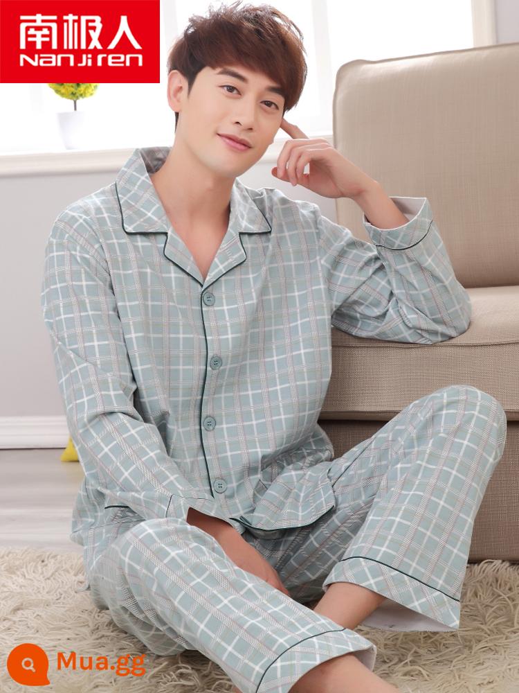 Nanjiren Bộ Đồ Ngủ Nam Xuân Thu Cotton Nguyên Chất Dài Tay Size Lớn Cotton Mỏng Phần Thu Đông Homewear Bộ - NJR-A7866