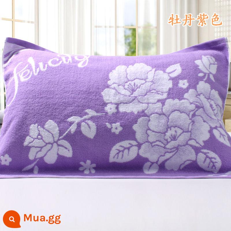 [Đặc Biệt Hàng Ngày] Khuyến Mãi Vỏ Gối Cotton Nguyên Chất Dày Và Cặp Lớn Mềm Mại Hoạt Hình Chính Hãng Không Phai Màu - Hoa mẫu đơn tím hai gói