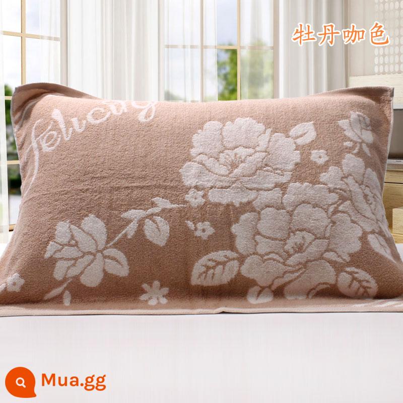 [Đặc Biệt Hàng Ngày] Khuyến Mãi Vỏ Gối Cotton Nguyên Chất Dày Và Cặp Lớn Mềm Mại Hoạt Hình Chính Hãng Không Phai Màu - Dải màu cà phê hoa mẫu đơn