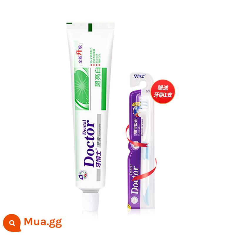 Kem Đánh Răng Dr.Răng Siêu Trắng Sáng 220g Destaining Anti-stain Super Bright White Toothpaste Family Pack Fresh Breath - Kem đánh răng Doctor Tooth Super White 220g*1 (bàn chải đánh răng miễn phí)