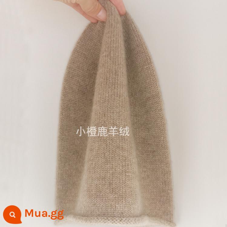 Consinee Mũ len cashmere nguyên chất 100% dành cho nam và nữ, viền dệt kim ấm áp, mũ lạnh, phong cách COS giản dị châu Âu và Mỹ - Khaki