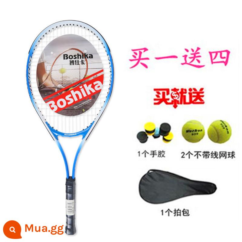 Vợt tennis chính hãng đơn dành cho người mới bắt đầu khóa học tự chọn đại học unisex có dây hồi phục đôi dành cho người lớn - Màu xanh mua một tặng bốn