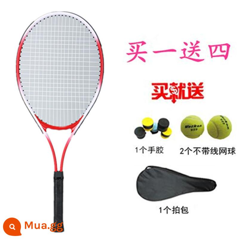 Vợt tennis chính hãng đơn dành cho người mới bắt đầu khóa học tự chọn đại học unisex có dây hồi phục đôi dành cho người lớn - Màu đỏ mua một tặng bốn