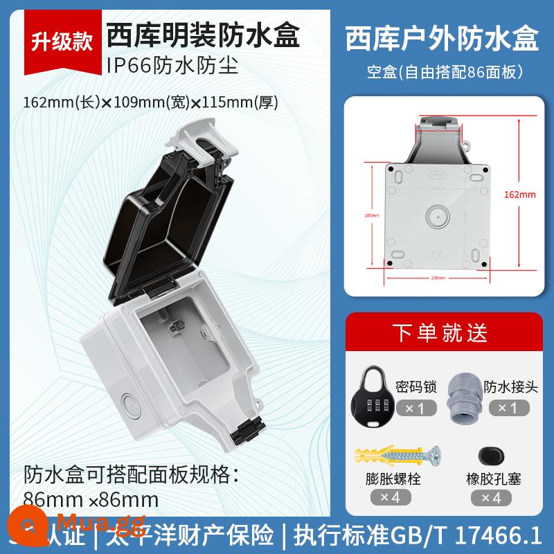 Ổ Cắm Chống Nước Ngoài Trời Chống Mưa 16A Nguồn Điện USB Cắm Bảng Bề Mặt Công Tắc Gắn Tường Ngoài Trời Cắm Hàng Dây Nối Dài hộp Sạc - Hộp chống nước được gia cố [hộp trống gắn trên bề mặt]