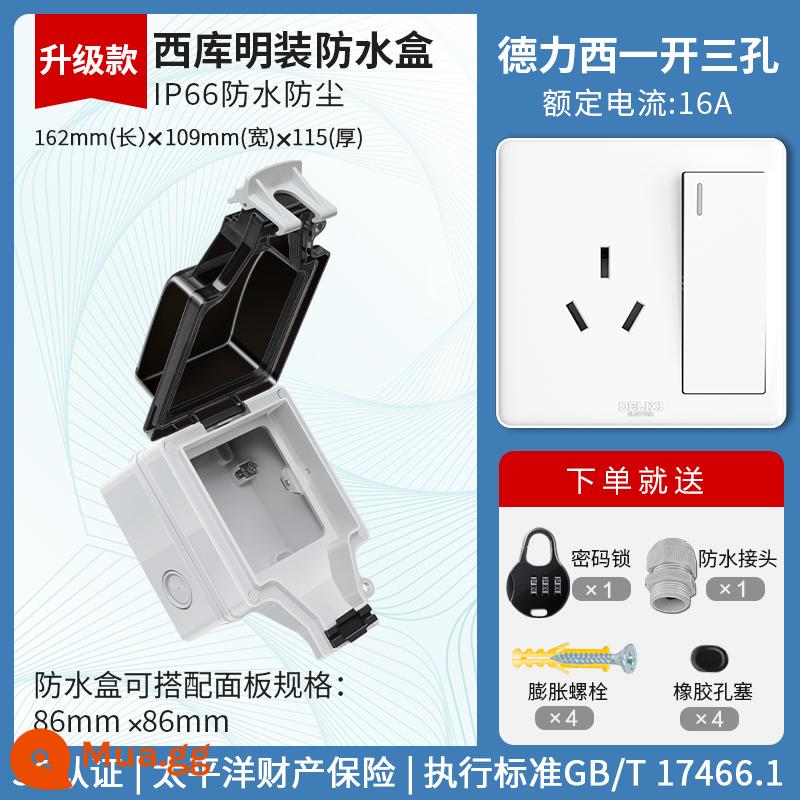 Ổ Cắm Chống Nước Ngoài Trời Chống Mưa 16A Nguồn Điện USB Cắm Bảng Bề Mặt Công Tắc Gắn Tường Ngoài Trời Cắm Hàng Dây Nối Dài hộp Sạc - Hộp chống thấm gia cố + một lỗ mở và ba lỗ 16A