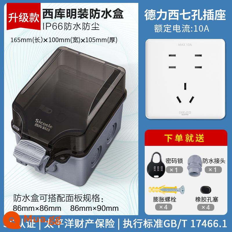 Ổ Cắm Chống Nước Ngoài Trời Chống Mưa 16A Nguồn Điện USB Cắm Bảng Bề Mặt Công Tắc Gắn Tường Ngoài Trời Cắm Hàng Dây Nối Dài hộp Sạc - Hộp chống nước nâng cấp + bảy lỗ 10A