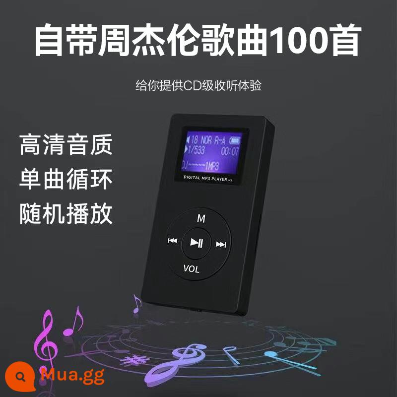 [Tik Tok Kuaishou Hot Songs] MP3 Walkman Mini Học Tiếng Anh Nghe Nhạc Di Động - Màu đen huyền bí [Tặng tai nghe + cáp sạc] Đi kèm bài hát của Châu Kiệt Luân