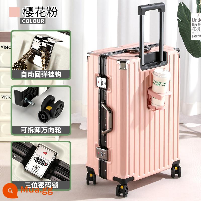 Vali Hành Lý Cho Nữ Đa Năng 2023 Hộp Xe Đẩy Mới 24 Inch Khung Nhôm Vali Đa Năng Có Bánh Xe Lên Máy Bay Cho Nam - Sakura Pink [Khung nhôm gia cố nâng cấp + Chống trộm mật khẩu kép] Sáu lớp dày, chống trầy xước và chống mài mòn