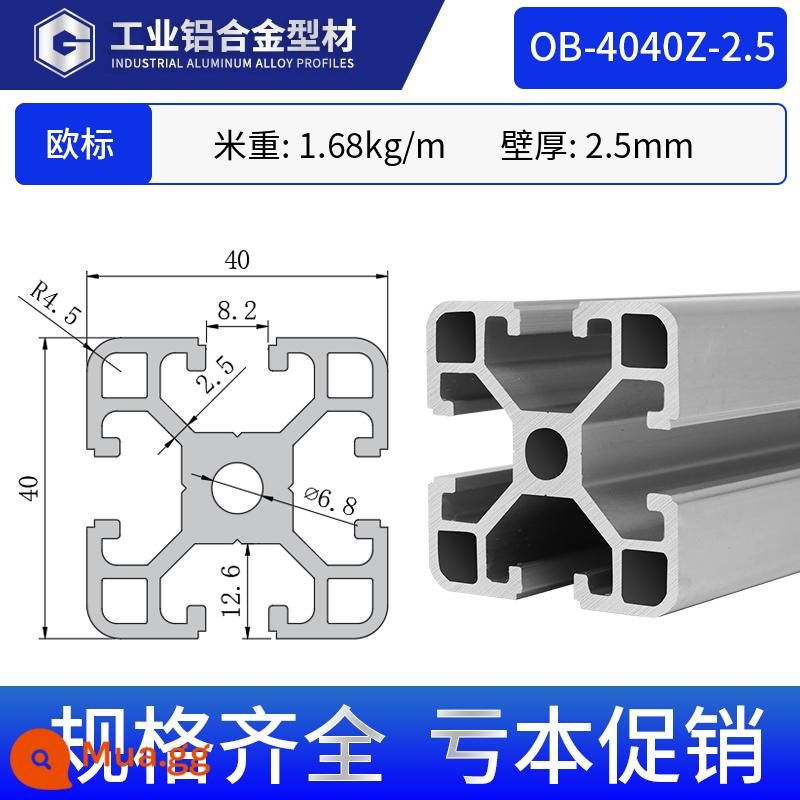 Vật liệu đùn nhôm công nghiệp Tiêu chuẩn Châu Âu Hợp kim nhôm 4040 thiết bị tự động hóa khung ống vuông 40*40 phụ kiện nhôm góc - Tiêu chuẩn Châu Âu 4040Z-2.5