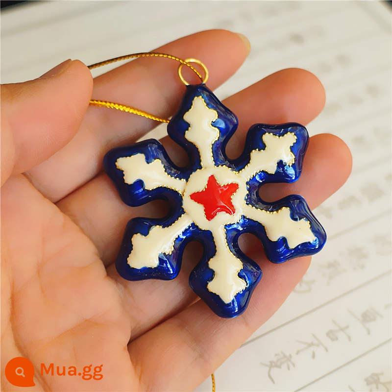 Gao Yan Value Cloisonne Blue Snow Flower Ball Mặt dây nhỏ Dripstick Ballball Trang trí Giáng sinh Trang trí Phụ kiện DIY Gửi người nước ngoài - bông tuyết xanh