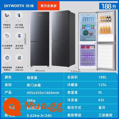 Midea Hualing 213/215L ba cửa ba cửa ký túc xá cho thuê tủ lạnh gia đình nhỏ tiết kiệm năng lượng làm mát bằng không khí không đóng tuyết - Thương hiệu Skyworth 188 lít màu xám