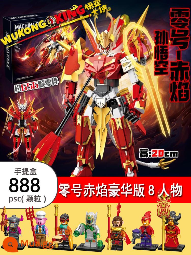 Vua Khỉ Series Trung Quốc Khối Xây Dựng Vua Khỉ Vua Khỉ Mecha Lắp Ráp Khó Đồ Chơi Bé Trai - Ngộ Không Zero Red Flame Mecha Deluxe Edition 8 nhân vật