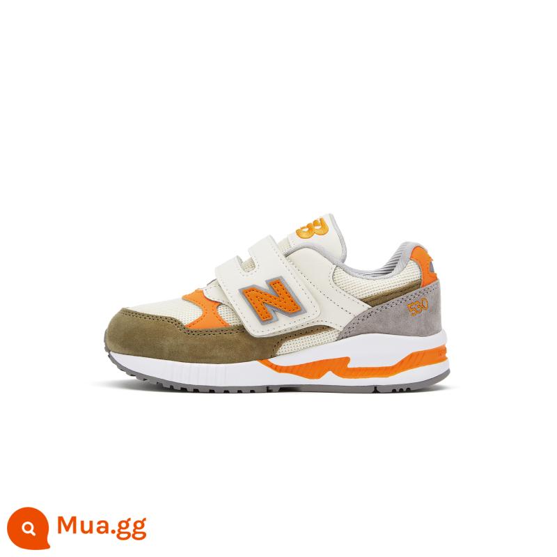 Giày thể thao New Balance nb chính thức dành cho trẻ em 4~7 tuổi bé trai và bé gái Giày thể thao nhẹ chống mài mòn Velcro 530 - Màu be/Ô liu đất/Cam KV530SNP