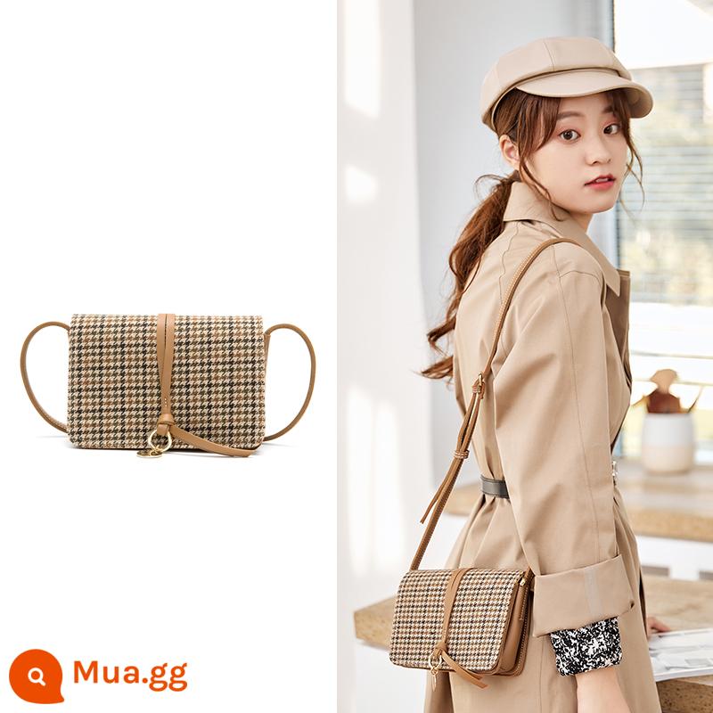 Túi Semir Messenger dành cho nữ trong mùa thu và mùa đông New Niche Túi đeo vai đơn tiên tiến Đa năng Túi Satchel đơn giản Túi xách nữ có họa tiết - nâu caramel