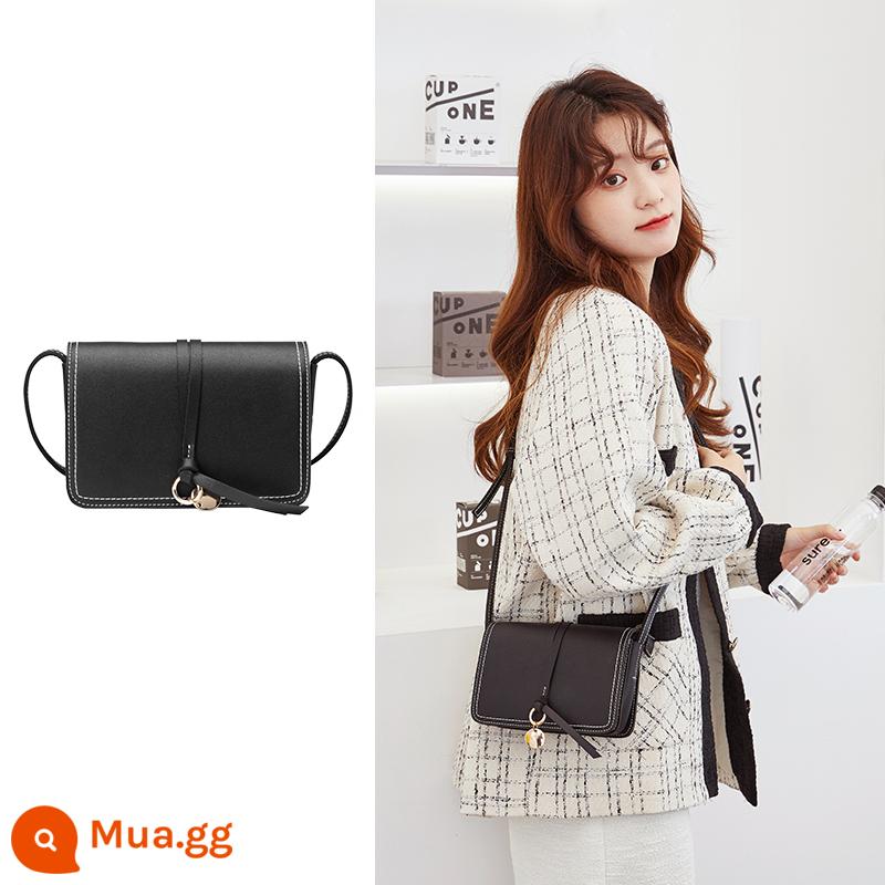 Túi Semir Messenger dành cho nữ trong mùa thu và mùa đông New Niche Túi đeo vai đơn tiên tiến Đa năng Túi Satchel đơn giản Túi xách nữ có họa tiết - đen