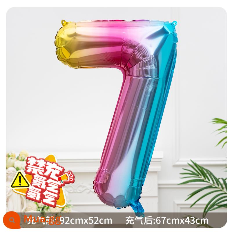 Bong bóng kỹ thuật số màng nhôm trắng 32 inch phong cách Ins sinh nhật đầu tiên bữa tiệc ngoài trời bố trí cảnh đạo cụ chụp ảnh - Bong bóng màng nhôm cầu vồng gradient số 7