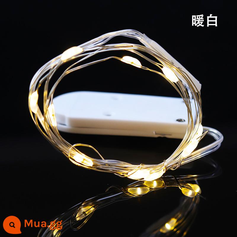 ĐÈN LED Dây Đồng Ánh Sáng Chuỗi Ánh Sáng Nút Pin Ánh Sáng Chuỗi Ánh Sáng Làm Bánh Trang Trí Sắp Xếp Sáng Tạo Trang Trí Bánh Hâm Nóng Ánh Sáng - Màu trắng ấm dài 1 mét