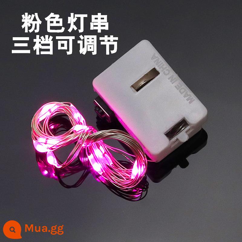 ĐÈN LED Dây Đồng Ánh Sáng Chuỗi Ánh Sáng Nút Pin Ánh Sáng Chuỗi Ánh Sáng Làm Bánh Trang Trí Sắp Xếp Sáng Tạo Trang Trí Bánh Hâm Nóng Ánh Sáng - Dây đèn vuông bạc hồng dài 1m