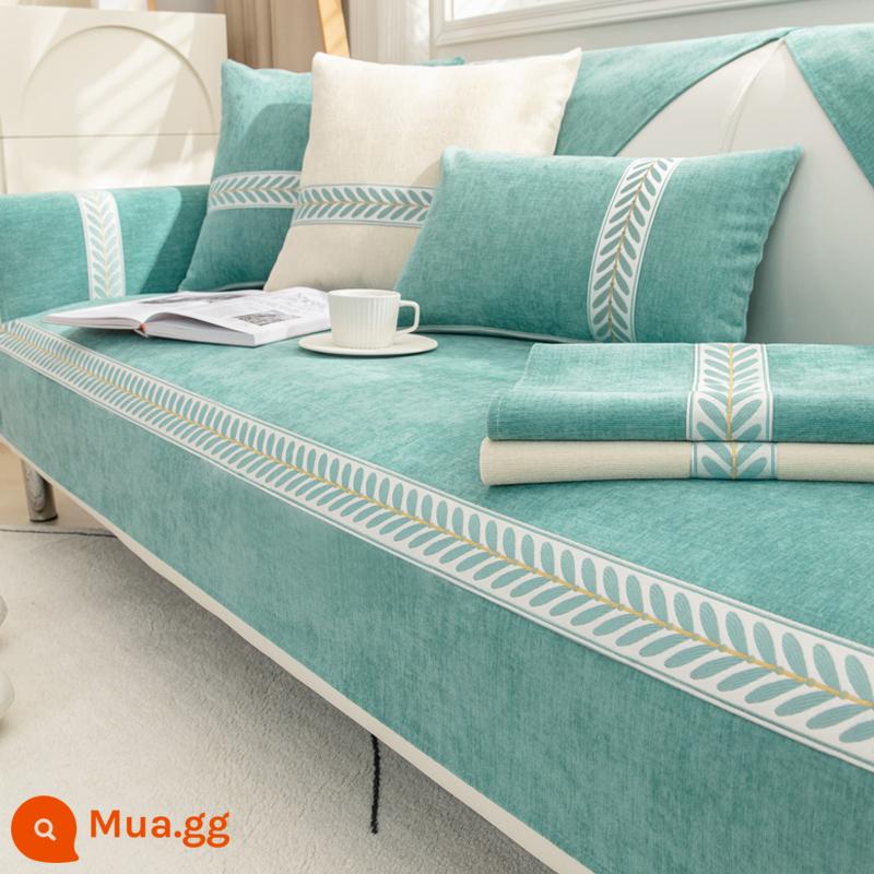 Đệm Sofa Bốn Mùa Đa Năng Chống Trơn Trượt 2022 Mới Ghế Sofa Đơn Giản Hiện Đại Tựa Lưng Khăn Vải Mùa Đông - Ruoyan-xanh