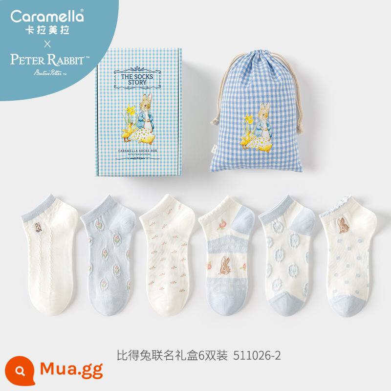 Caramella & Peter Rabbit doanh vớ nữ mùa xuân và mùa thu tất ống hộp quà tặng phiên bản Hàn Quốc của vớ dễ thương mùa thu và mùa đông - Tất vô hình phối lưới đồng thương hiệu Peter Rabbit 2