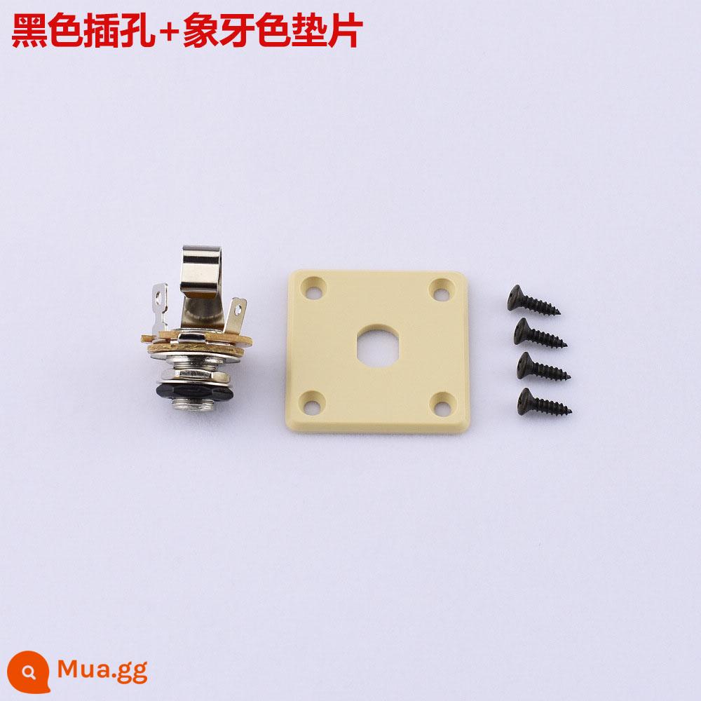 Ban Đầu Xác Thực Epi Electric Guitar Jack Jack Tấm Nhựa Ổ Cắm Đệm Đầu Ra Ổ Cắm Ghế - Jack đen + chip màu ngà