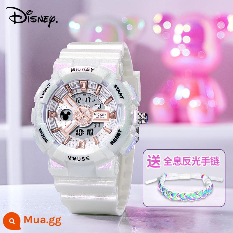 Disney doanh đồng hồ nữ học sinh THCS học sinh THPT nữ trẻ em đồng hồ điện tử chống nước học sinh tiểu học - Màu trắng ngọc trai [chất liệu bóng được nâng cấp, dễ lau chùi hơn]