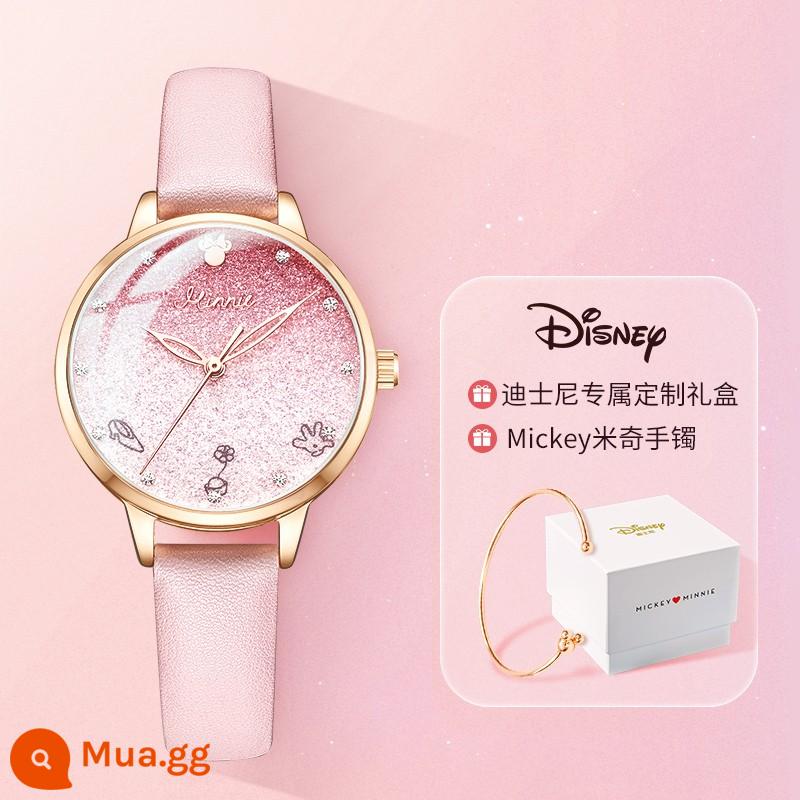 Đồng hồ Disney nữ học sinh trung học đầy sao hoa anh đào ánh sáng sang trọng thích hợp nữ tặng sinh nhật quà tặng năm mới - Màu hồng Sakura [được quản lý cửa hàng khuyên dùng, trái tim nữ tính màu hồng]