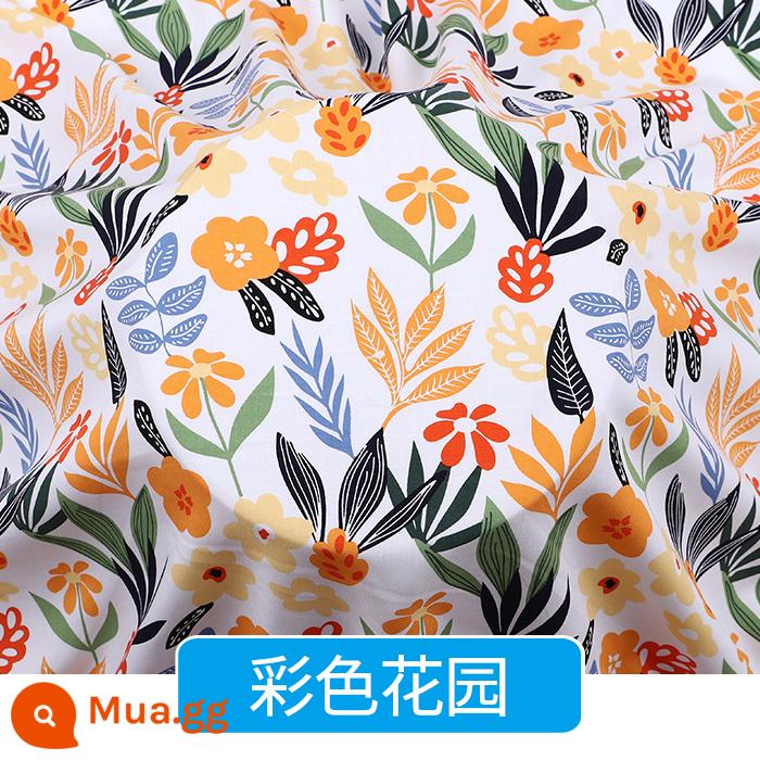 Bé Cotton Vải Lụa Siêu Mềm Mùa Hè Bộ Đồ Ngủ Vải Cho Bé Quần Áo Trẻ Em Cotton Lụa Rayon Vải Hoa Vỡ - Vườn hoa màu nửa lúa