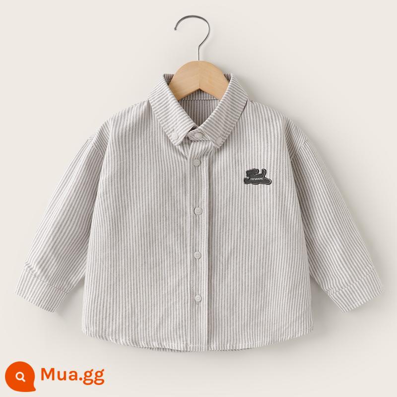 Áo sơ mi dài tay cotton cotton nguyên chất bé trai, quần áo mùa thu, quần áo trẻ em, áo sơ mi trắng trẻ em, mẫu xuân thu trẻ em, bé sơ sinh 1 tuổi và 3 tuổi - Cà phê que U14446