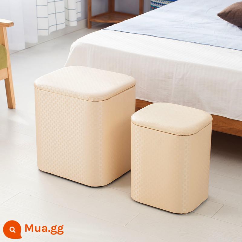 Đa Chức Năng Lưu Trữ Phân Gỗ Chắc Chắn Sofa Người Có Thể Ngồi Lưu Trữ Phân Nhà Cửa Tủ Ghế Nhỏ Hộp Mang Giày Ghế - PU màu vàng kem