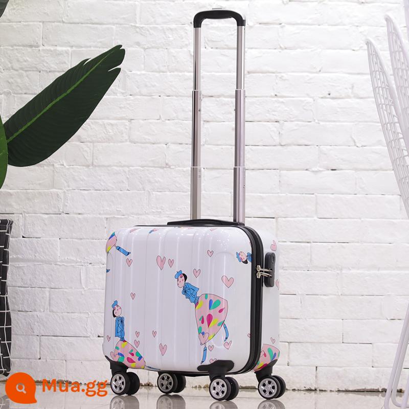 Phiên bản Hàn Quốc dễ thương của vali nhỏ 18 inch dành cho nữ đa năng có bánh xe đẩy trường hợp du lịch nhẹ mật khẩu lên máy bay trường hợp nam - Mô hình gương vẽ từ trái tim đến trái tim