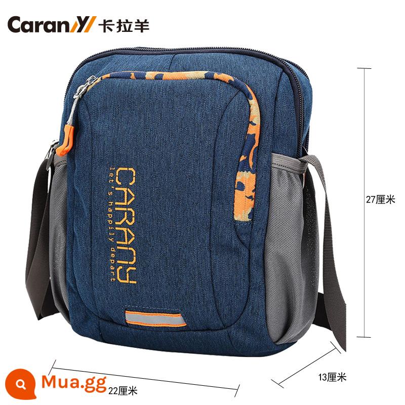 Caran·Y/Kara cừu túi đeo vai nam túi thể thao ngoài trời túi nhỏ giản dị túi vải nam túi Messenger - 4639 Tây Tạng Màu Xanh Kích Thước Lớn