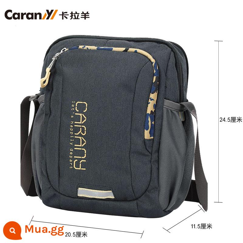 Caran·Y/Kara cừu túi đeo vai nam túi thể thao ngoài trời túi nhỏ giản dị túi vải nam túi Messenger - kèn đen 4639