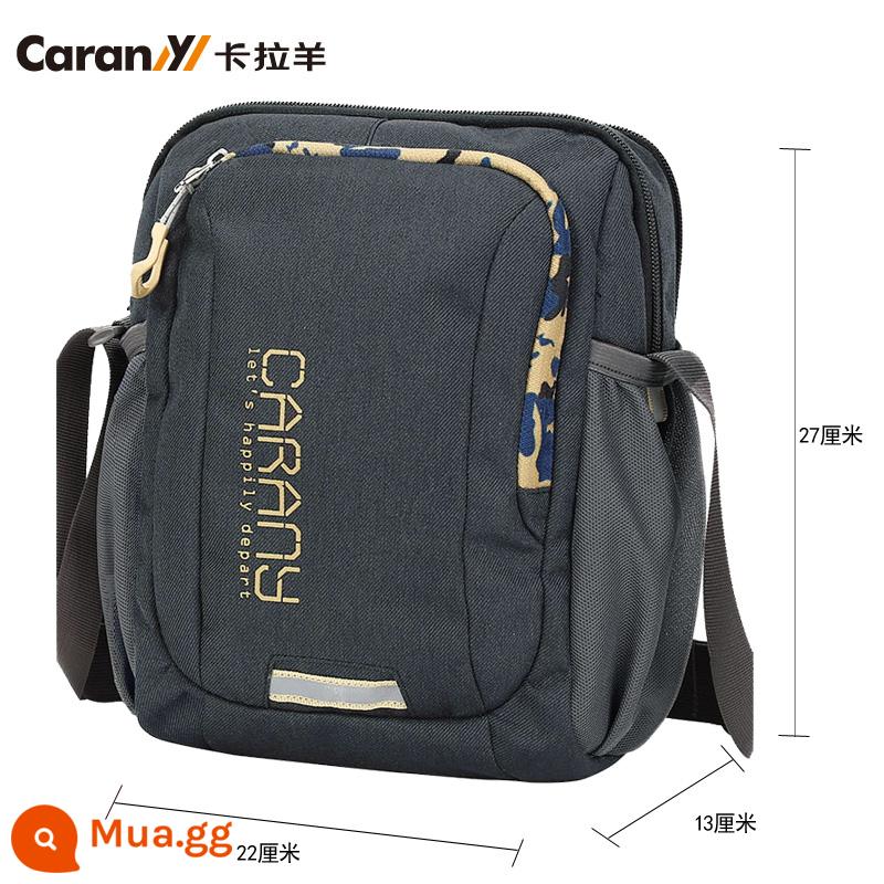 Caran·Y/Kara cừu túi đeo vai nam túi thể thao ngoài trời túi nhỏ giản dị túi vải nam túi Messenger - 4639 màu đen cỡ lớn