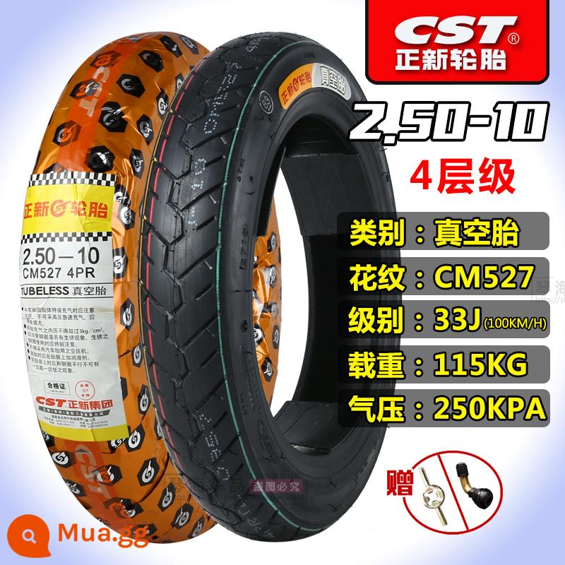 Xe điện lốp Zhengxin 2.50/2.75-10 14X2.50 250/275 Lốp chân không 60/100-10 - 2.50-10 Lốp không săm 4 lớp Zhengxin loại chống mài mòn CM527