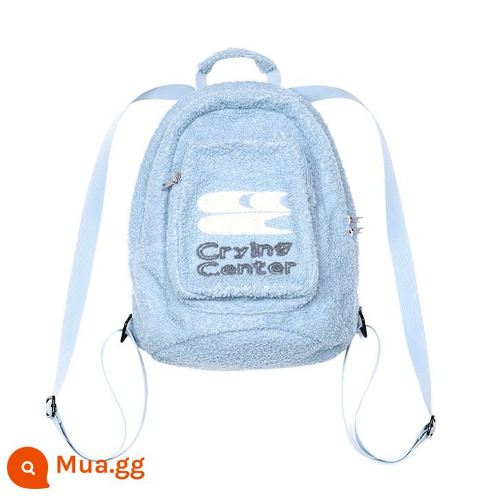 CryingCenter Cặp học sinh gấu mờ Logo thêu Lambswool Ba lô CryingCenter - Màu xanh nước biển-06